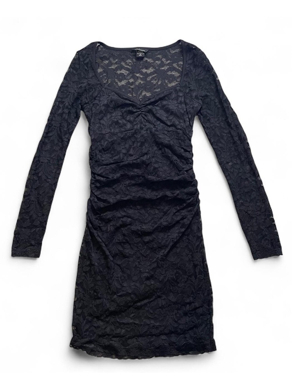Moda International Lace Long Sleeve Bodycon Dress in Black